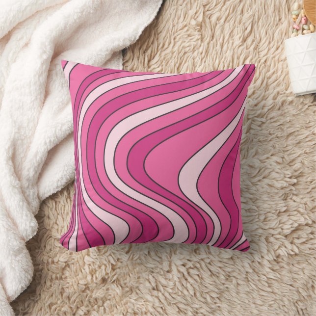 Cojín Decorativo Ondas de estilo retro rosa (Manta)