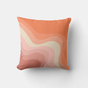 Cojín Decorativo Ondas de estilo retro rosa y naranja