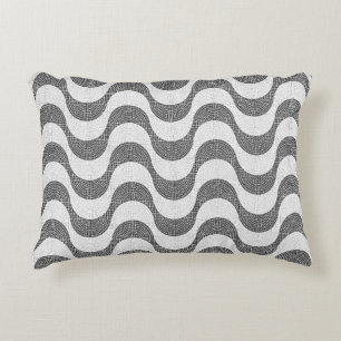 Cojín Decorativo Ondas en negro y blanco de adoquines portugueses
