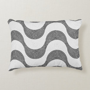 Cojín Decorativo Ondas en negro y blanco de adoquines portugueses