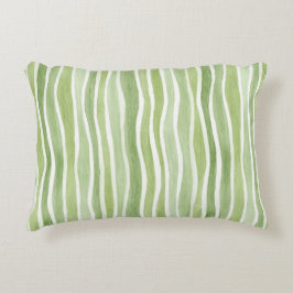 Cojín Decorativo Ondas Rayas Verde Lima Crema