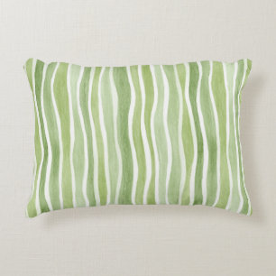 Cojín Decorativo Ondas Rayas Verde Lima Crema