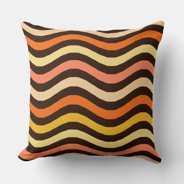 Cojín Decorativo Ondas Retro Groovy Patrón Continuo (Anverso)