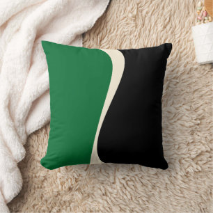 Cojín Decorativo Ondas simples 2 en verde, crema y negro