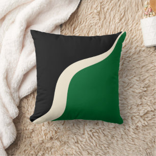 Cojín Decorativo Ondas simples 3 en verde, crema y negro
