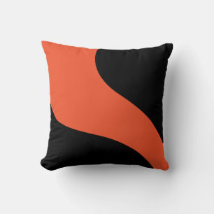 Cojín Decorativo Ondas simples en negro y Naranja