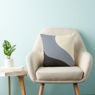 Cojín Decorativo Ondas simples - Negro, gris y crema