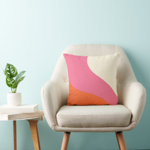 Cojín Decorativo Ondas simples - rosa, Naranja y crema