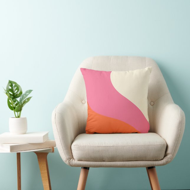 Cojín Decorativo Ondas simples - rosa, Naranja y crema (Silla)