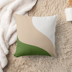Cojín Decorativo Ondas simples - Verde blanco, de arena y pálido