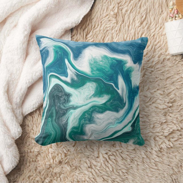 Cojín Decorativo Ondas turquesa y azul del océano (Manta)