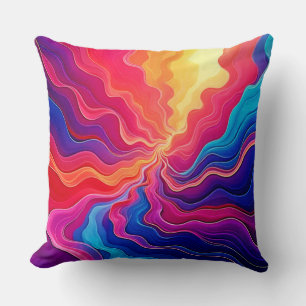 Cojín Decorativo Ondas Vívidas: Arte de Flujo de Energía Neon Abstr