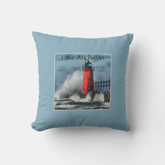 Cojín Decorativo Ondas y faro del lago Michigan