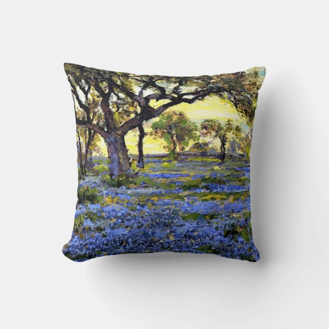 Cojín Decorativo Onderdonk - Árbol de roble antiguo y Bluebells (Anverso)