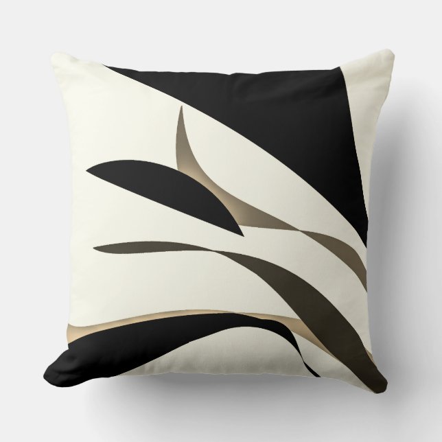 Cojín decorativo ondulado negro marrón (Anverso)