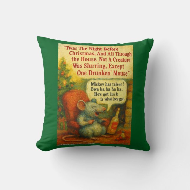 Cojín Decorativo One Drunken' Mouse – Christmas Card Chaos (Anverso)