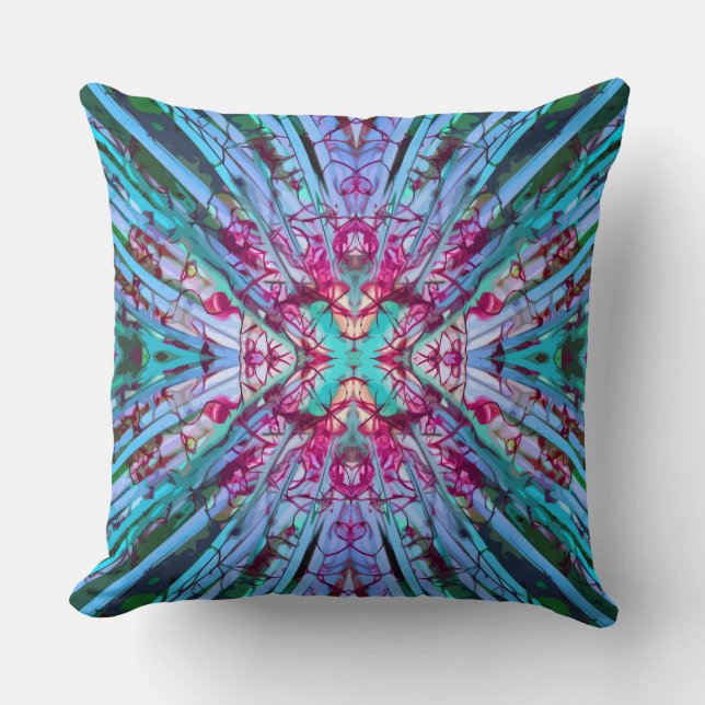 Cojín Decorativo Op Art Yucca en turquesa (Anverso)