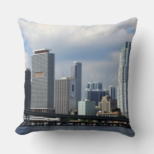 Cojín Decorativo Opinión de la costa de Miami (Anverso)
