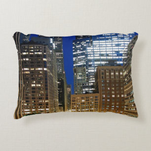 Cojín Decorativo Opinión de la noche del paisaje urbano de Chicago