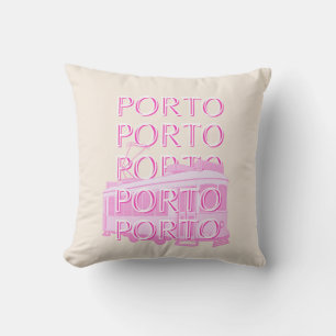 Cojín Decorativo Oporto Travel Art, Portugal Travel Art, Pink