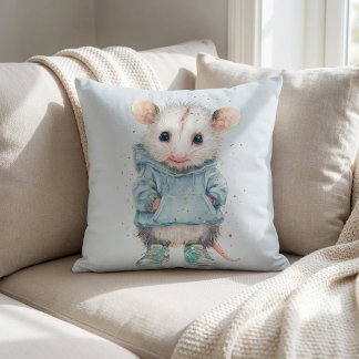 Cojín Decorativo Opossum Birthday Pillow • Woodland Animal Decor
