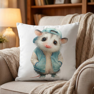 Cojín Decorativo Opossum Birthday Pillow • Woodland Animal Decor