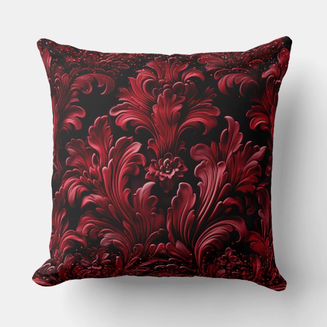 Cojín Decorativo Opulenta textura Terciopelo Rojo Purpurina lujoso (Anverso)