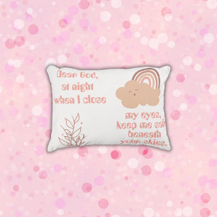 Cojín Decorativo Oración cristiana para niños rosados  