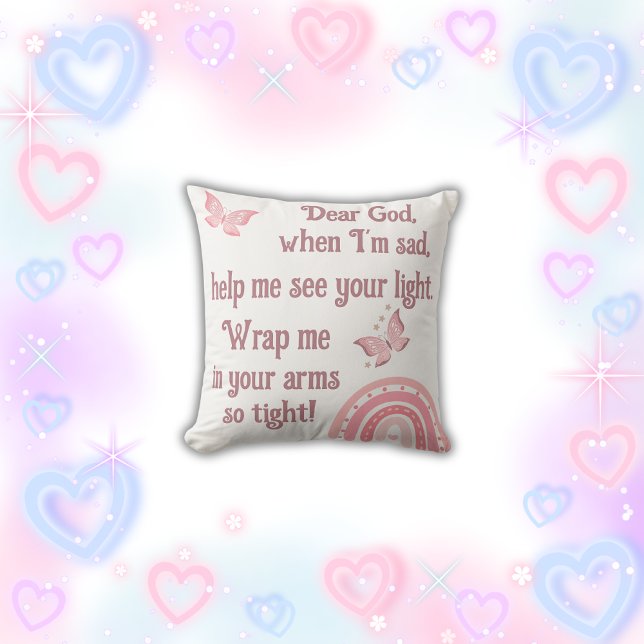 Cojín Decorativo Oración cristiana para niños rosados | (Subido por el creador)