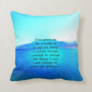 Cojín Decorativo Oración de serenidad con océano azul y cielo aso