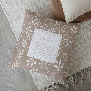 Cojín Decorativo Oración Keepsake Regalo Escritura Tan Floral