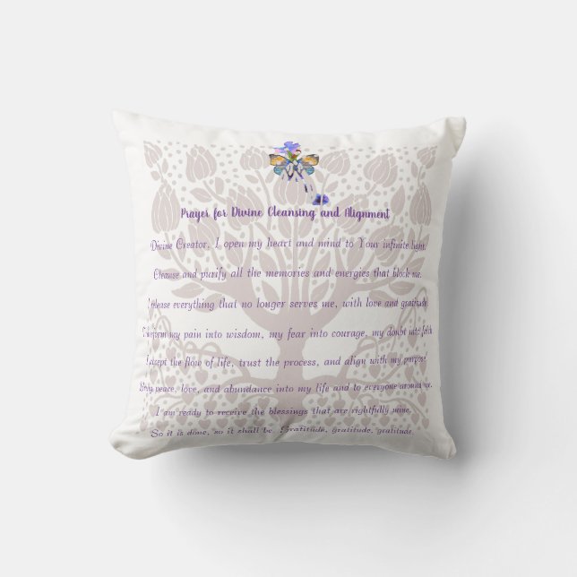 Cojín Decorativo Oración por limpieza y alineación divina (Anverso)