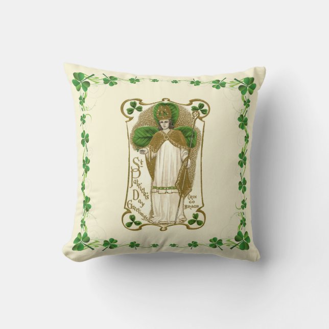 Cojín Decorativo Oración religiosa católica St. Patrick Shamrock (Anverso)