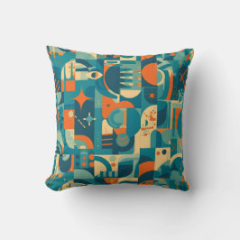 Cojín Decorativo Orange and Teal Geometric Abstract