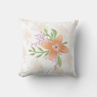 Cojín Decorativo Orange Floral Watercolor Throw Pillow – Elegant Bo