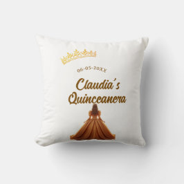Cojín Decorativo Orange quinceanera princess crown birthday name da