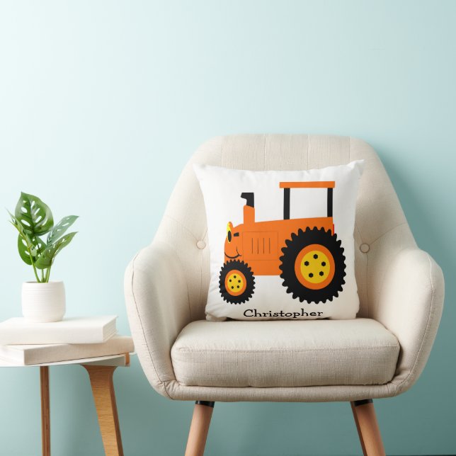 Cojín Decorativo Orange Tractor Design Personalised (Silla)