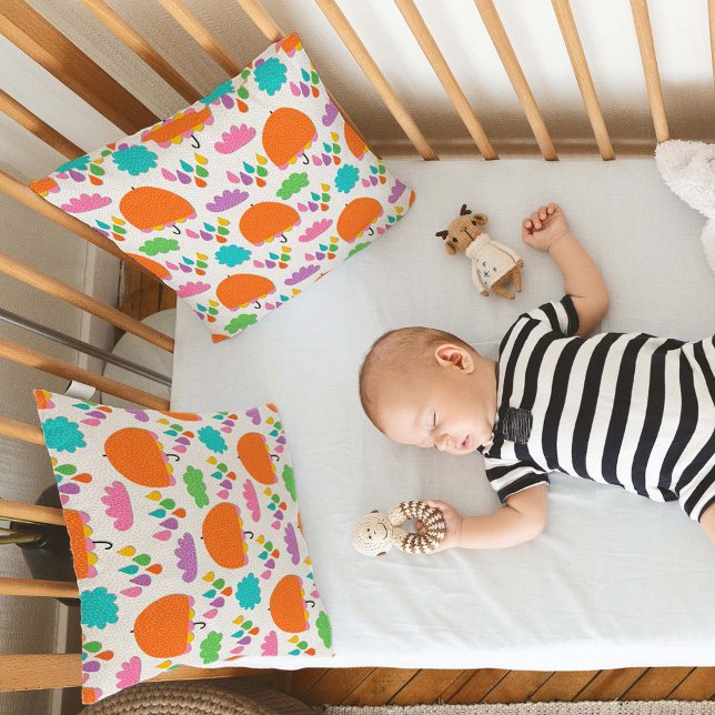 Cojín Decorativo Orange Umbrellas with Clouds and Raindrops (Subido por el creador)