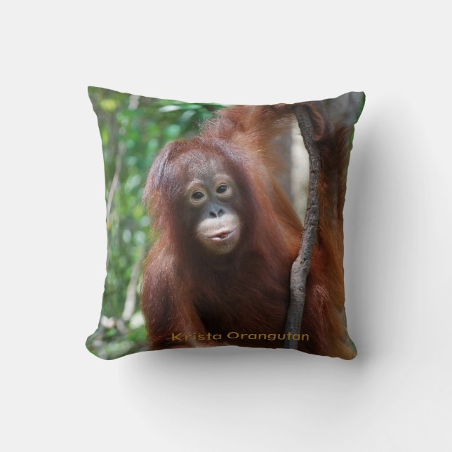 Cojín Decorativo Orangután de Krista (Anverso)