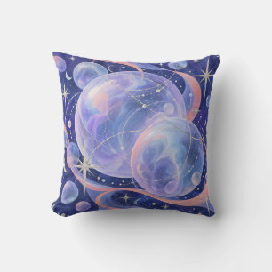 Cojín Decorativo Orbes de gelatina cósmica lavanda