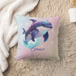 Cojín Decorativo Orca Asesina Kawaii Personalizada Azul y Rosa