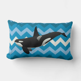Cojín decorativo Orca Killer Whale Blue Chevron