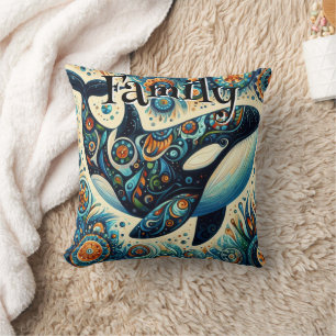 Cojín Decorativo Orca Killer Whale Whimsical Nautical Personalizado
