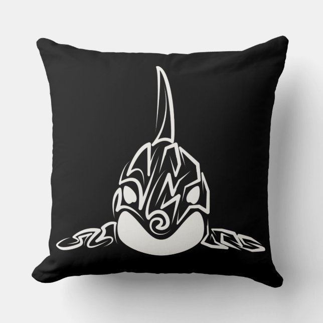 Cojín Decorativo Orca tribal negra y blanca (Anverso)