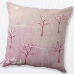 Cojín Decorativo Orchard rosa con pintura panorámica geesa<br><div class="desc">Un rebaño de gansos en un huerto de manzanos en primavera. Un suave y polvoriento paisaje rosado. Arte original de Nic Squirrell.</div>