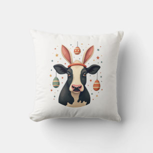 Cojín Decorativo Orejas de conejo de vaca de Pascua vintage huevo d
