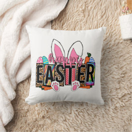 Cojín Decorativo Orejas de conejo felices de Pascua Impresión de le