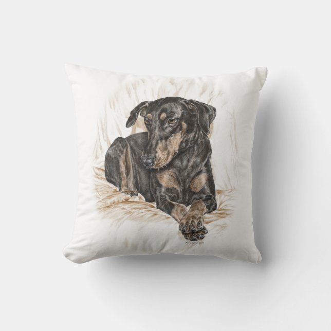 Cojín Decorativo Orejas naturales del perro Doberman (Anverso)