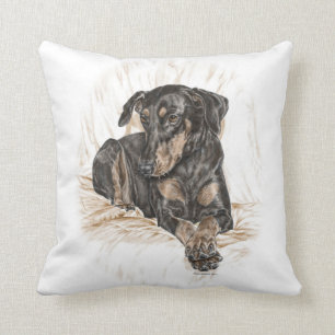 Cojín Decorativo Orejas naturales del perro Doberman