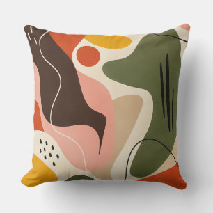 Cojín Decorativo Organic Pink Olive Retro Abstract